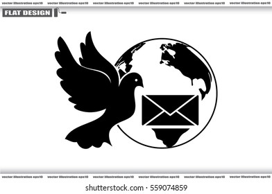 Bird and mail envelope vector illustration. 