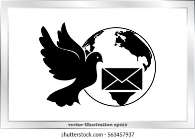 Bird and mail envelope vector illustration