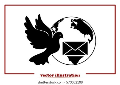 Bird and mail envelope vector illustration. 