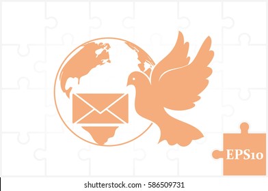 Bird and mail envelope vector illustration.