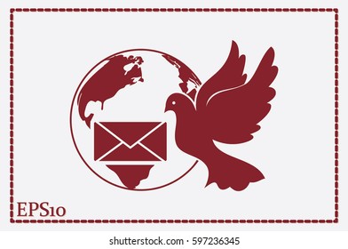 Bird and mail envelope vector illustration.