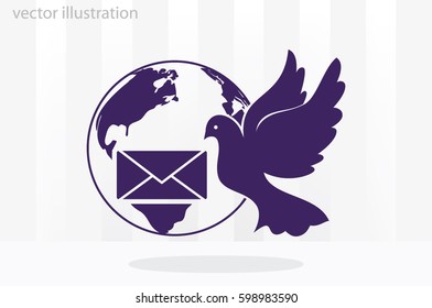 Bird and mail envelope vector illustration.