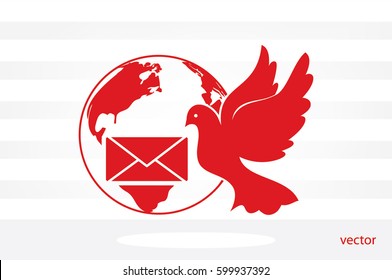Bird and mail envelope vector illustration.