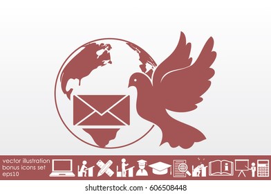 Bird and mail envelope vector illustration.