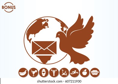Bird and mail envelope vector illustration.