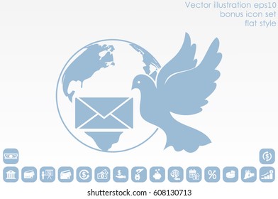 Bird and mail envelope vector illustration.