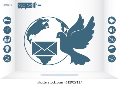 Bird and mail envelope vector illustration.