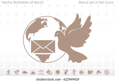 Bird and mail envelope vector illustration.