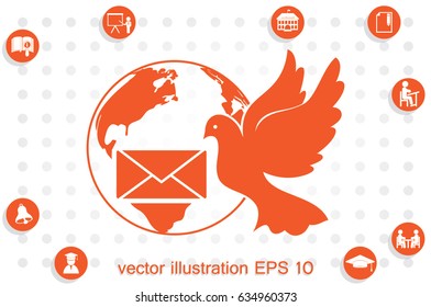 Bird and mail envelope vector illustration.