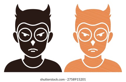 Bird man character profile, wise owl hybrid portrait, mysterious fantasy creature icon