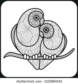 Bird Mandala Coloring Book Design For Adult