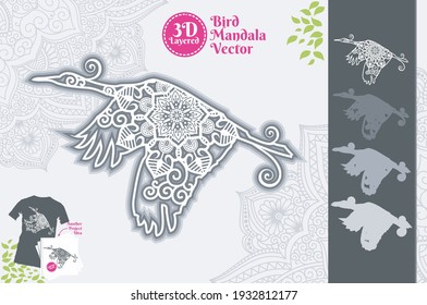 Bird Mandala SVG 3D Layered