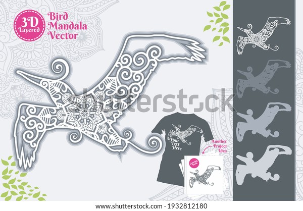 Bird Mandala Svg 3d Layered Stock Vector Royalty Free 1932812180