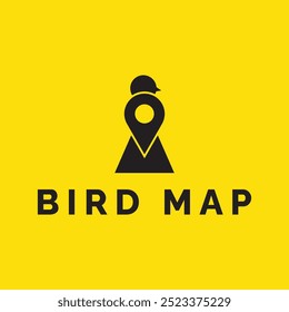design do logotipo do mapa do pássaro. Design do logotipo de localização. design do logotipo de localização e pássaro. Design do logotipo do mapa.
