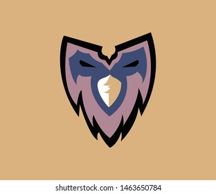 bird mask logo , bird emblem with brown background.