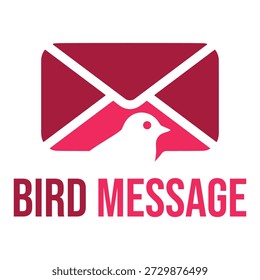 bird message flat minimalist logo design
