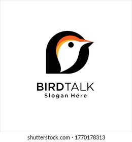 Bird Message Logo Design, Vector, Bird chat logo design sign, Pigeon talk App Logo Concept