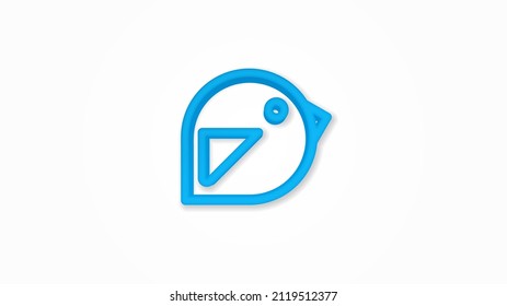 bird, message symbol,  realistic icon. 3d vector illustration. Isolated line color pictogram. Transparent shadows