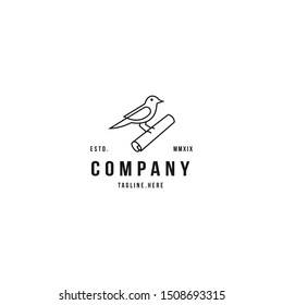 bird messenger vector illustration. bird carrying paper urban hipster logo icon template