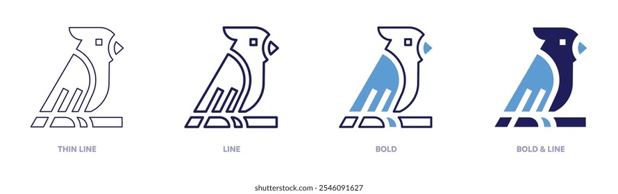 Bird migration icon in 4 different styles. Thin Line, Line, Bold, and Bold Line. Duotone style. Editable stroke.