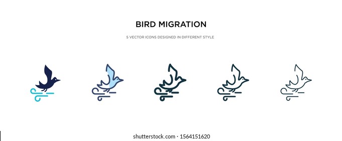 bird migration icon in different style vector illustration. two colored and black bird migration vector icons designed in filled, outline, line and stroke style can be used for web, mobile, ui