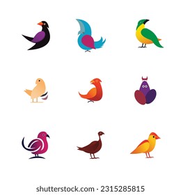 plantilla de vector de conjunto de logotipo mínimo para aves