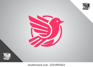 Bird minimalis logo with 2 color options. An animal and pet symbol. Black solid color logo. Minimal logotype and sign. Eps 10.