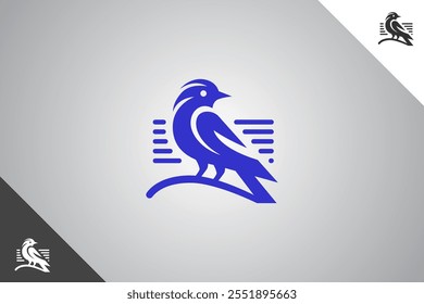 Bird minimalis logo with 2 color options. An animal and pet symbol. Black solid color logo. Minimal logotype and sign. Eps 10.