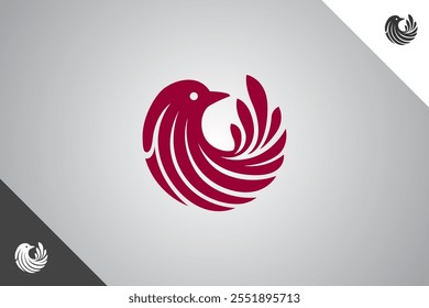 Bird minimalis logo with 2 color options. An animal and pet symbol. Black solid color logo. Minimal logotype and sign. Eps 10.