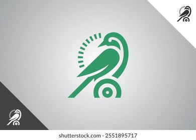 Logotipo de pássaro minimalis com 2 opções de cores. Um símbolo animal e animal de estimação. Logotipo preto de cor sólida. Logótipo e sinal mínimos. Eps 10.