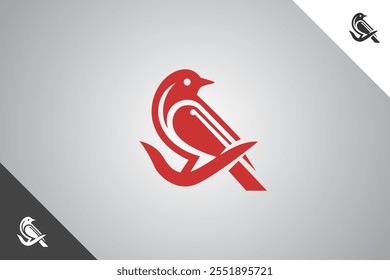 Bird minimalis logo with 2 color options. An animal and pet symbol. Black solid color logo. Minimal logotype and sign. Eps 10.