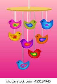bird mobile hanging graphic vector