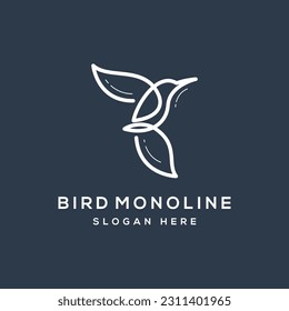 Bird monoline concept logo template isolated in Black background