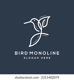Plantilla de logotipo del concepto de la monolina de aves aislada en el fondo negro