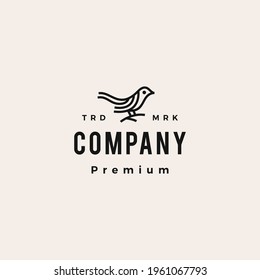 bird monoline hipster vintage logo vector icon illustration