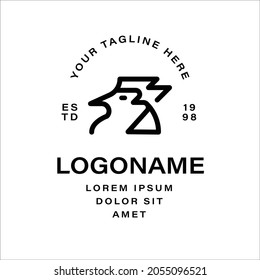 Bird monoline hipster vintage logo template premium vector
