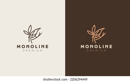 Bird monoline logo template. Universal creative premium symbol. Vector sign icon logotype