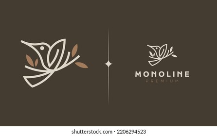 Bird monoline logo template. Universal creative premium symbol. Vector sign icon logotype