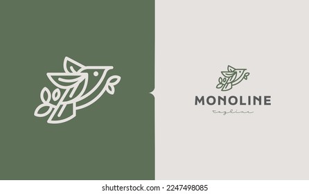 Bird Monoline Logo Template. Universal creative premium symbol. Vector illustration