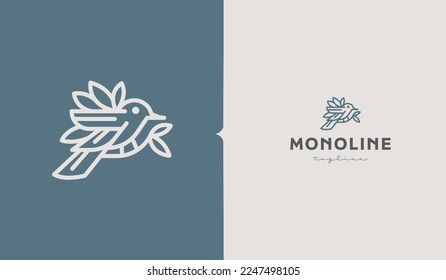 Bird Monoline Logo Template. Universal creative premium symbol. Vector illustration