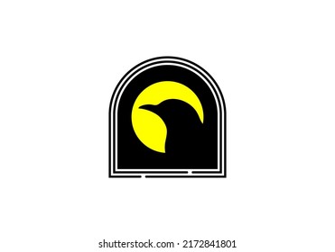 Diseño abstracto del logotipo de pájaro y luna