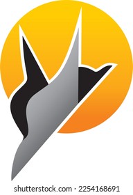 Vogel- und Mondlogo, Vektorgrafik farbig