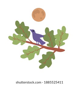 Bird and moon vector illustration
