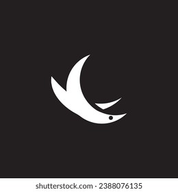 bird moon wing logo design.
