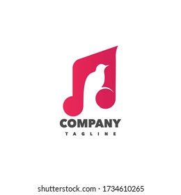 Bird Music Logo Design Vector