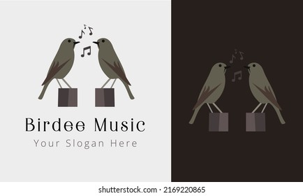 Bird Music logo design vector template