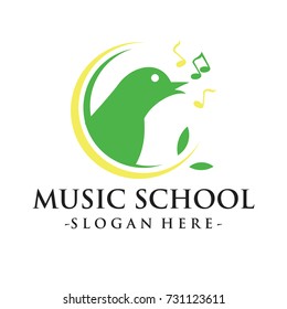 Bird Music School Logo Vector