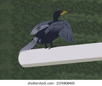 A bird named Pankauri is stand up a pipe for catching fish.