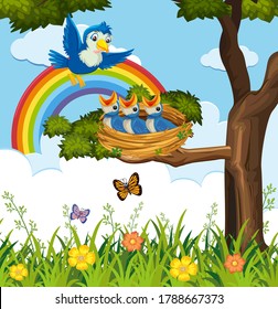 Bird in nature background illustration