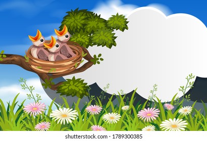 Bird in nature banner template illustration